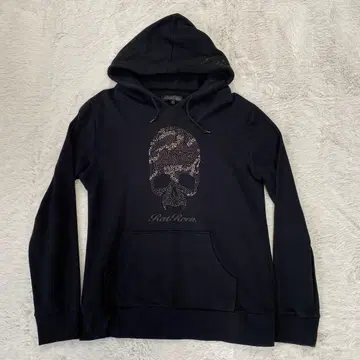 Rat Roen skull rhinestone hoodie 블랙