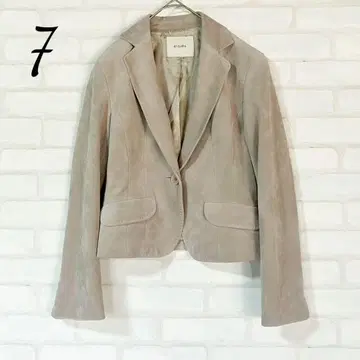 앙케이트 스웨이드 테일러드 자켓 숏 기장 베이지 7