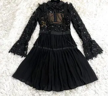 self-portrait 고급 꽃무늬 레이스 무릎 기장 원피스 블랙 S