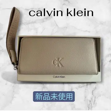 캘빈클라인 Calvin Klein 베이지 장지갑 미사용 새상품 천연 가죽