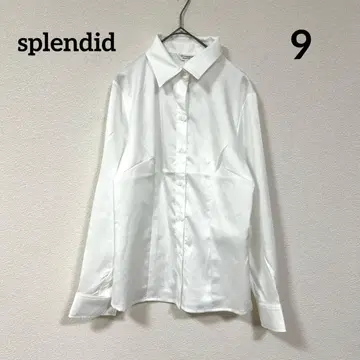 splendid 화이트 새틴풍 긴팔 셔츠 버튼 다운