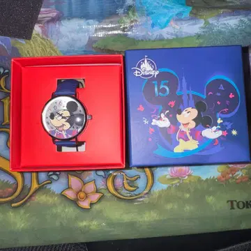 디즈니 홍콩 디즈니 15주년 시계 레어 새상품 미키 손목시계 워치