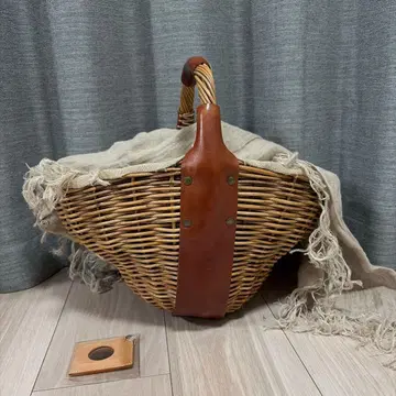 ebagos 에바고스 바스켓백 브라운 가죽 린넨