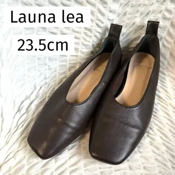 새상품급 Launa lea 다크 브라운 플랫슈즈 스퀘어토 일본제