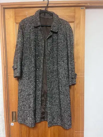 mackenzieONWARD 트위드 롱 코트 블랙 화이트