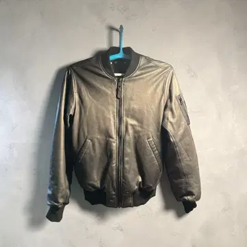 MINE DENIM 블랙 레더 봄버 자켓