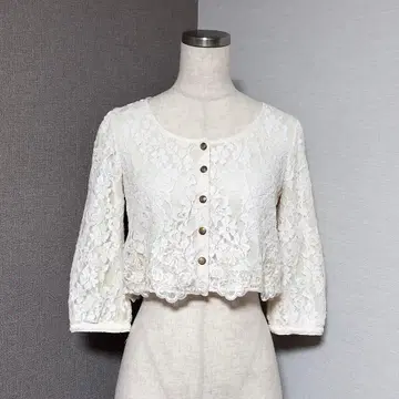 미슈마슈 레이스 숏 가디건 7부 소매