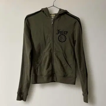 Juicy couture 지퍼 후드티 라인 카키 속기모 벨로아 로고