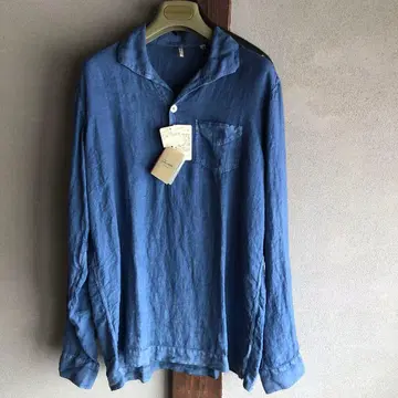 글랜셔츠 블루 린넨 풀오버 셔츠