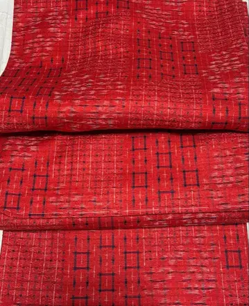 [미사용 교육용 실 포함] 단의 코몬 이케타가스리 빨간색 레트로 모던