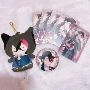 악마 집사와 검은 고양이 루카스 캔뱃지 꽃다발 카드 손가락 퍼펫