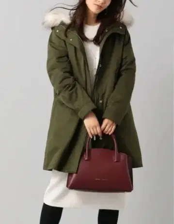 쿠미쿄쿠 멀티WAY 코트 모즈 코트 카키 퍼 포함 보아 라이너