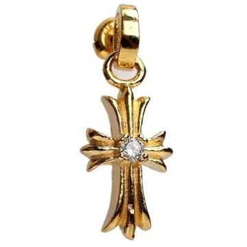 22K GP 실버 925 크로스 귀걸이 금 십자가 귀걸이 드롭