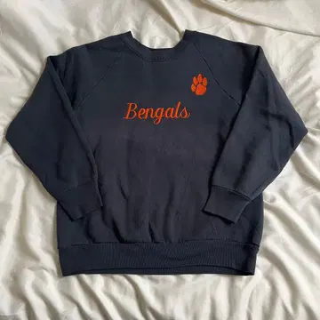 90's Bengals 자수 맨투맨 블랙 USA 프룻 오브 더 룸