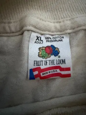 FRUIT OF THE LOOM XL 긴팔 티셔츠 아이보리 90s