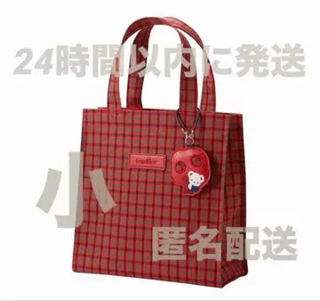 familiar 파밀리아 토트백 빨간색 깅엄 체크 체크 스몰