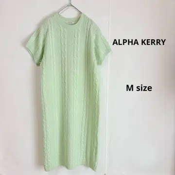 ALPHA KERRY 니트 원피스 M 라이트 그린 반팔 울 혼방