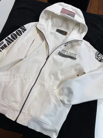 AVIREX 사이즈 M 암스트롱 풀 집업 화이트 후드티