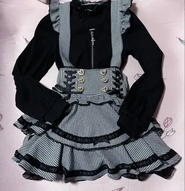 LIZ LISA 사다리 리본 체크 티어드 치마바지