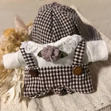 치비누이 하피누이 의류 초코색 체크 귀여운 코디 내추럴