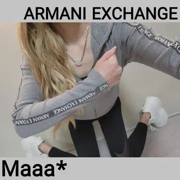 ARMANI EXCHANGE 사이드 라인 로고 캡 귀여운 후드티 겉옷으로