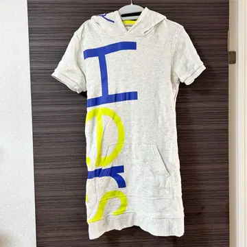 Tommy 후드 부착 반팔 후드티 원피스