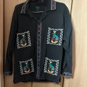 에스닉 자수 셔츠 구제 의류 멕시칸 민족 패턴