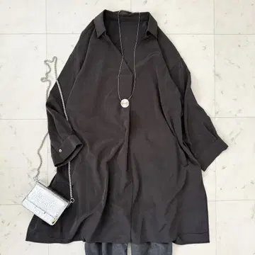 새상품급 언타이틀 스키퍼 드레이프 롱 셔츠 브라운