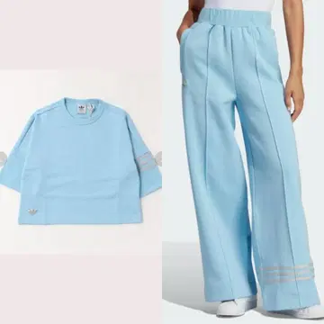 adidas 라이트 블루 T셔츠 & 트랙 팬츠 세트