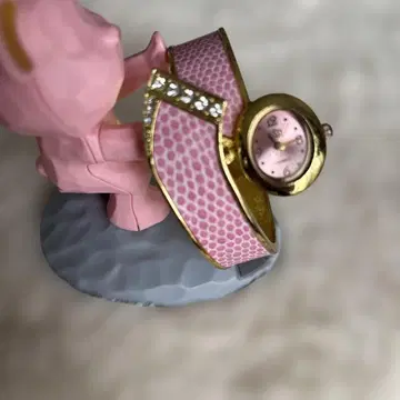 핑크 스톤 장식 뱅글 손목시계