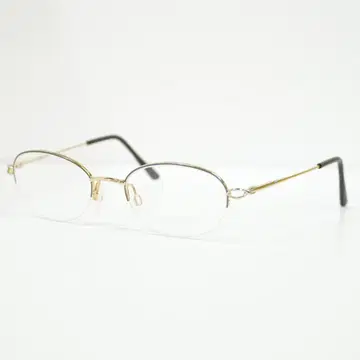 렌즈 교환 가능 새상품 하프림 안경테 골드 그레이 슬림 프레임