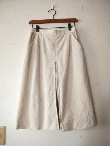 80s 빈티지 크림색 턱 스커트