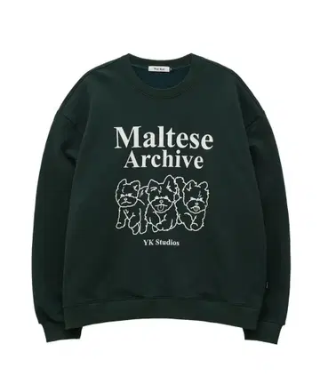 말티즈 아카이브 라인 그래픽 맨투맨 그린