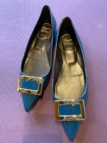 파란색 스틸레토 플랫슈즈