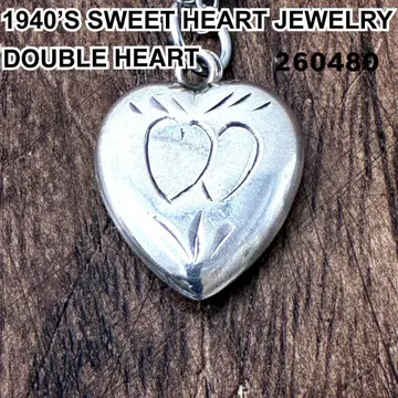 스위트하트 주얼리 더블 하트 실버 빈티지 목걸이 NAVY