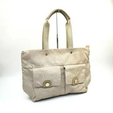 볼보네제 메추라기 패턴 토트백 나일론 가죽 베이지 계열@OH22