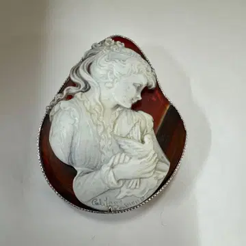 작가 작품 SV925 쉘 카메오 마노판 브로치 펜던트