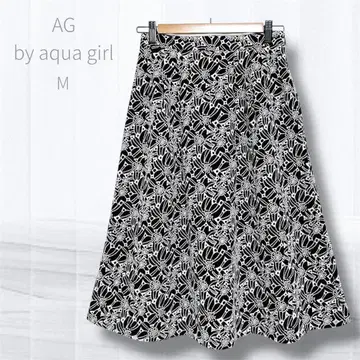 AG 바이 아쿠아걸 총 자수 플레어 스커트 꽃무늬 블랙 M 캐주얼