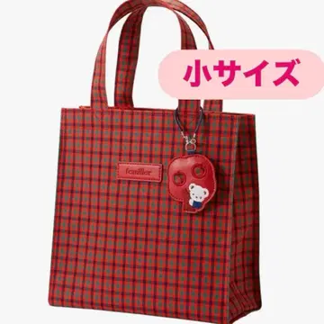 [ 새상품 정품 ] 파밀리아 깅엄 체크 빨간색 토트백 스몰
