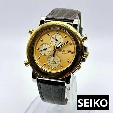 SEIKO 세이코 남성용 손목시계 크로노그래프 골드 7T32 레어