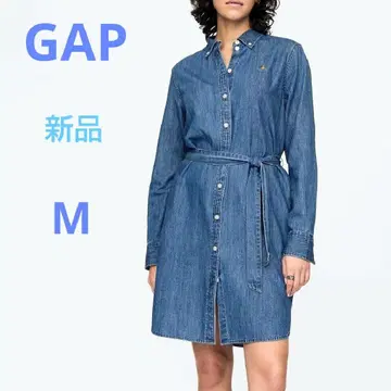 미사용 새상품 GAP 브라난베어 데님 셔츠 원피스 인디고 블루 M