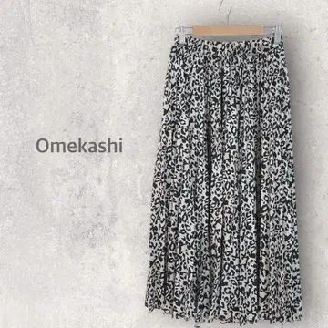 [오메카시] 롱 플리츠 스커트 레오파드 무늬 레오파드 S 플레어 올 패턴