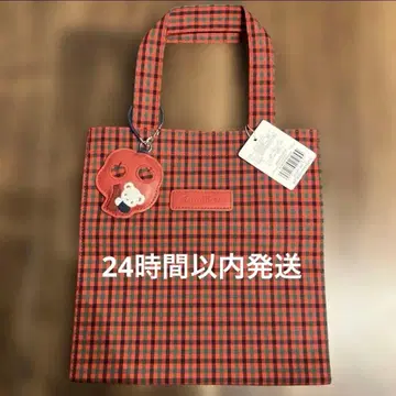 [ 새상품 정품 ] 파밀리아 familiar 빨간색 체크 토트백 스몰