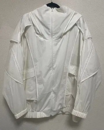 balmung 하이넥 빅 후드티 화이트 나일론 자켓 아우터