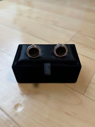 미러 미러 실버 블랙 원형 커프 링크스