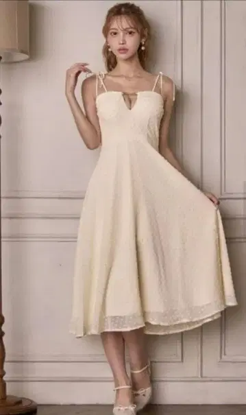 sifeel 아이보리 비즈 장식 슬립 드레스