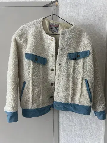 [ Lee ] 스톰 라이더 보아 자켓 화이트 x 데님 노카라 M