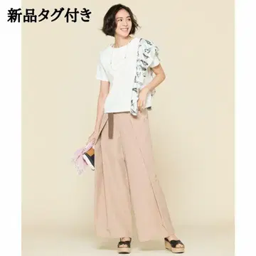 새상품 자유구 내추럴 코티노 와이드 팬츠 벨트