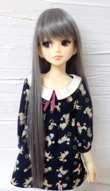 내열 인형 가발 [히메카즈라] 롱 스트레이트 2 다크 그레이 S