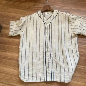 HOUSTON 스트라이프 밴드 카라 셔츠 M